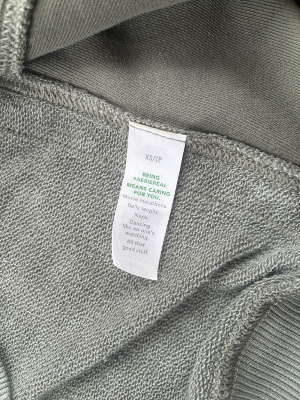 Aerie REAL Crew Oversized Sweatshirt - Olive Green - XS - Picture 7 of 9